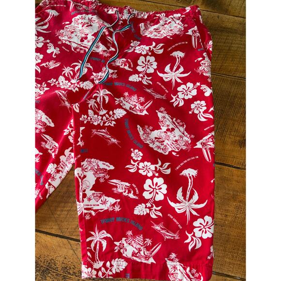 Mens Walt Disney World Shorts Red Trader Mick's Surf Hawaiian Board Shorts M - Picture 2 of 7